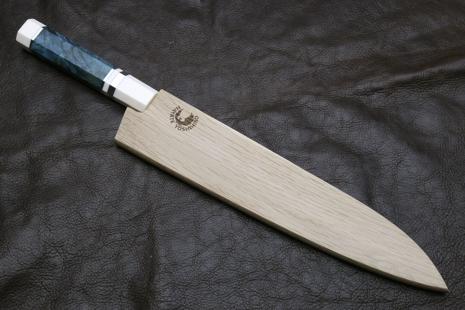 Hayate Sukenari ZDP-189 Super High Carbon Stainless Steel Damascus Gyuto Chef Knife Octagonal Handle with Alternative Ivory Bolster - Image 6