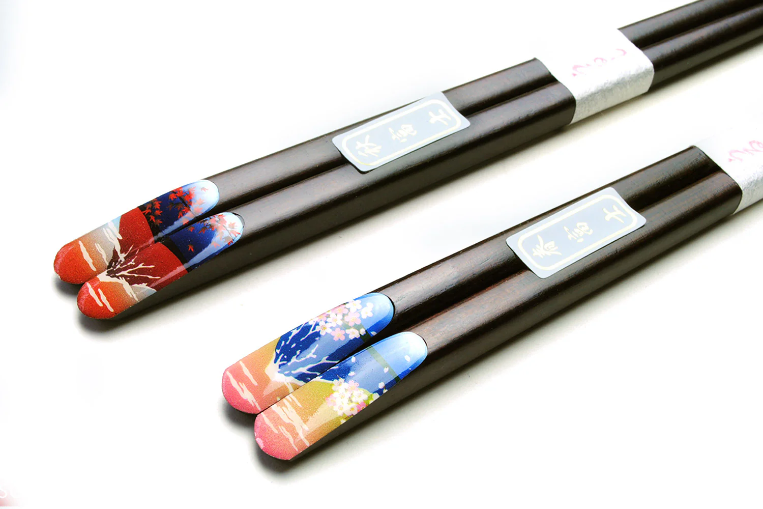 Japanese Premium Chopsticks Fukiurushi lacquered Mt. Fuji Four Seasons with Paulownia wooden box - Image 3