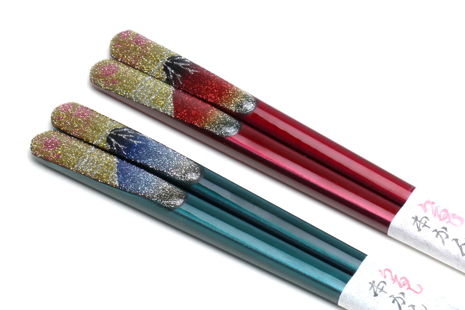 Japanese Premium Chopsticks Fukiurushi lacquered Mt. Fuji Glitter with Paulownia Wooden Box - Image 3