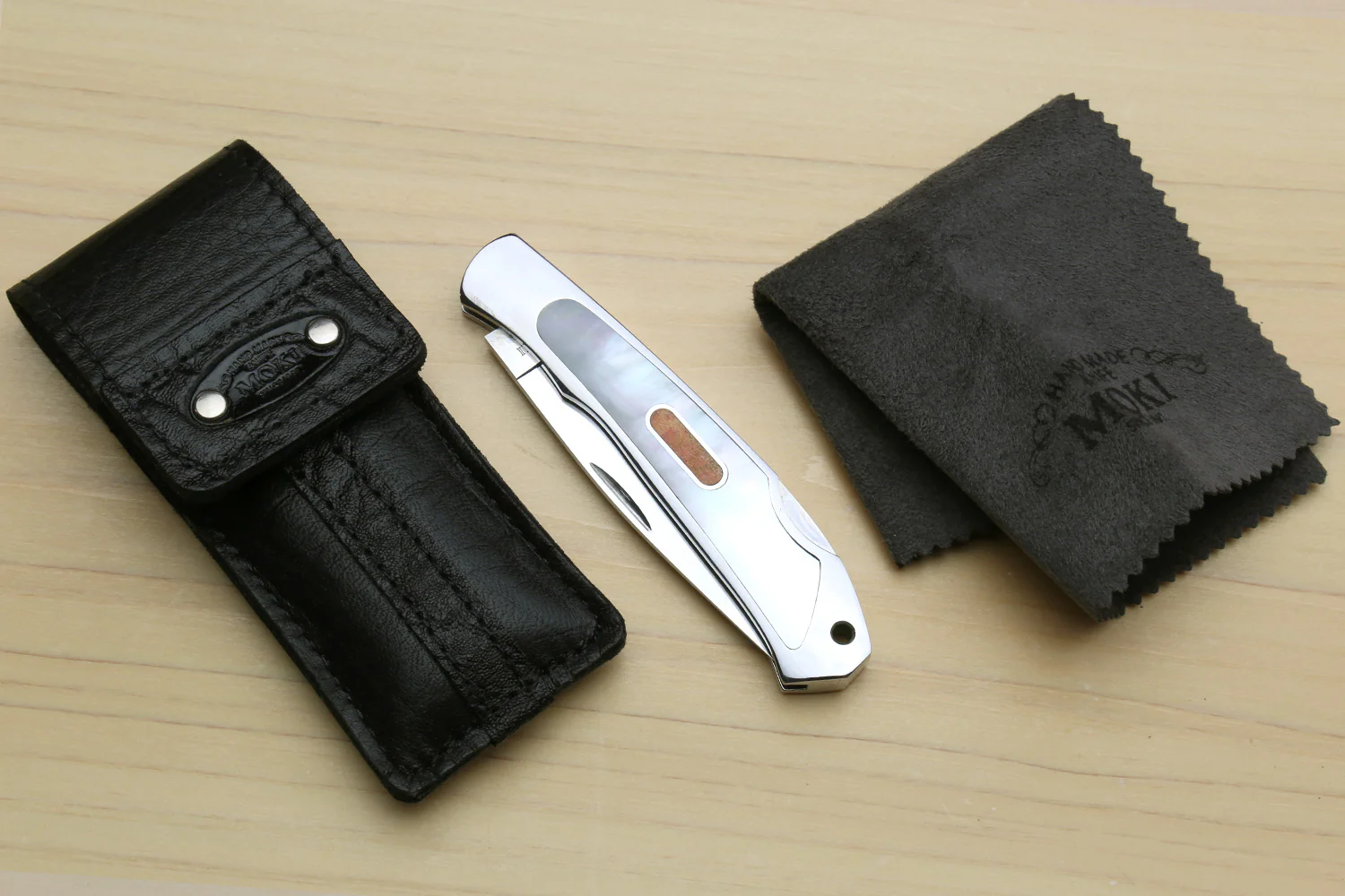Moki ATS-34 Stainless Steel Mirror Polished Lockback Folding Pocket Knife with Abalone Inlay (TYPE F) - Image 4