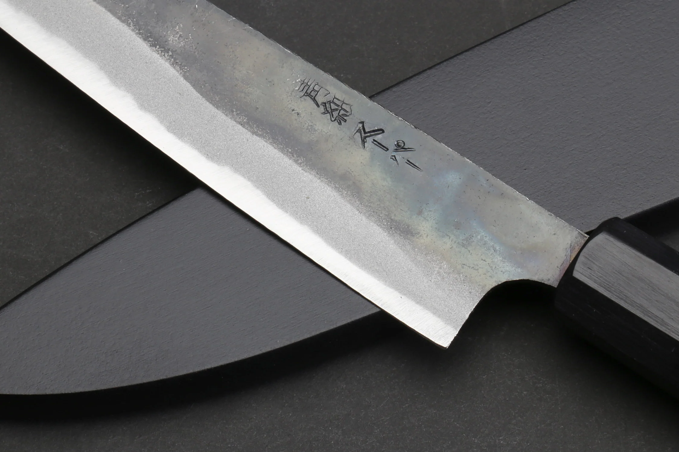 Yoshihiro Aogami Super Blue High Carbon Steel Kurouchi Petty Kiritsuke Utility Knife with Shitan Wood Handle - Image 5