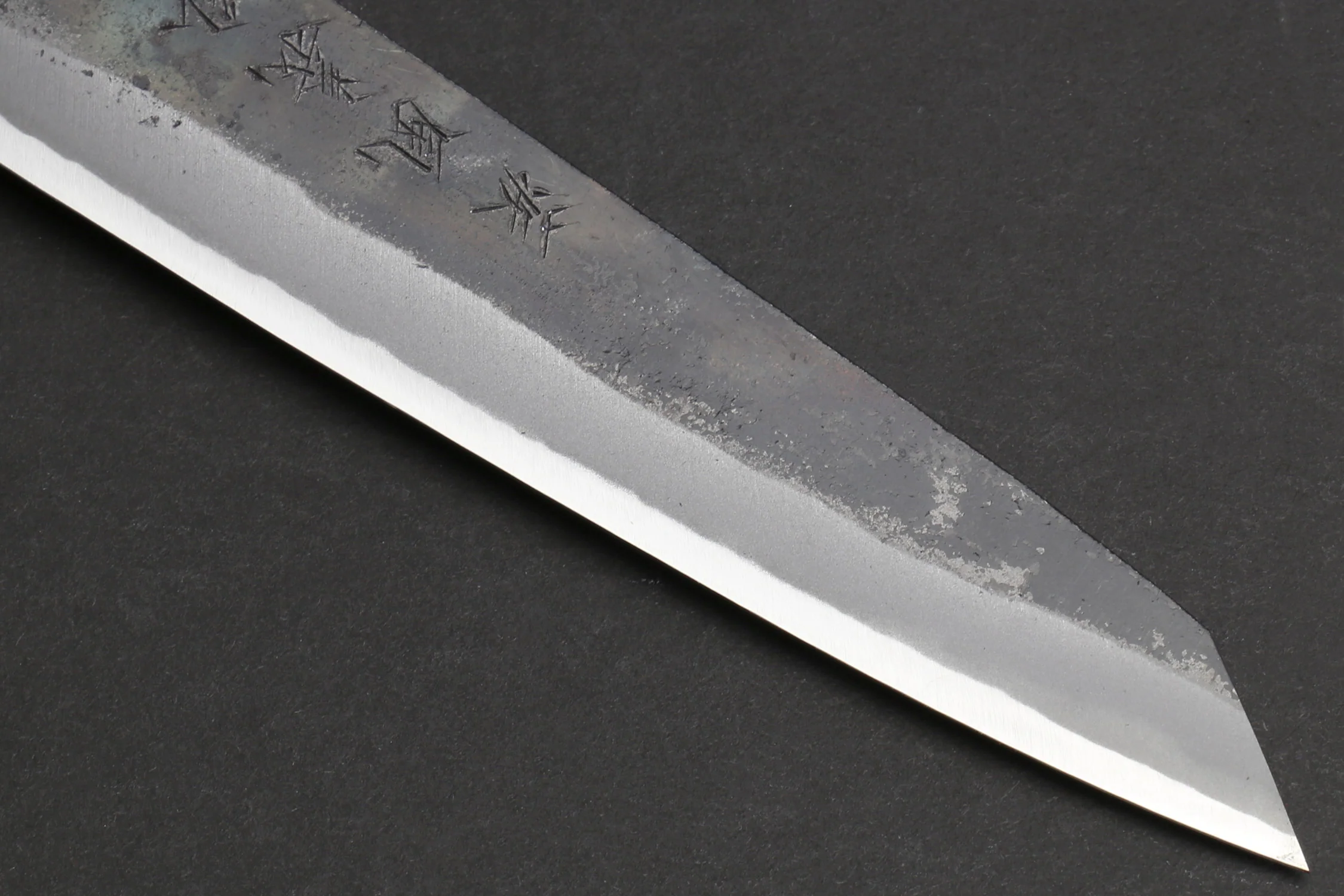 Yoshihiro Aogami Super Blue High Carbon Steel Kurouchi Petty Kiritsuke Utility Knife with Shitan Wood Handle - Image 6
