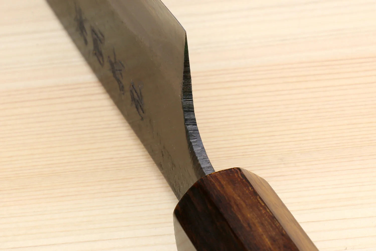 Yoshihiro Aogami Super Blue High Carbon Steel Kurouchi Petty Kiritsuke Utility Knife Ebony Handle - Image 6