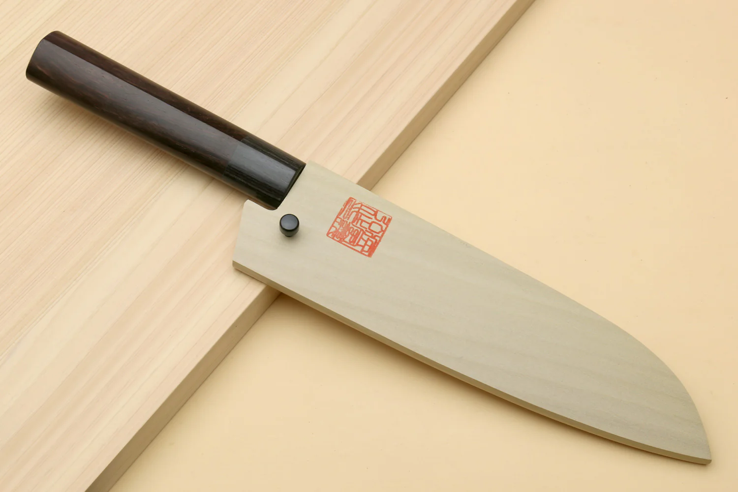 Yoshihiro Black Finish Blue Steel #2 Kurouchi Santoku Multipurpose Japanese Chef Knife (D-Shape Shitan Handle) - Image 9