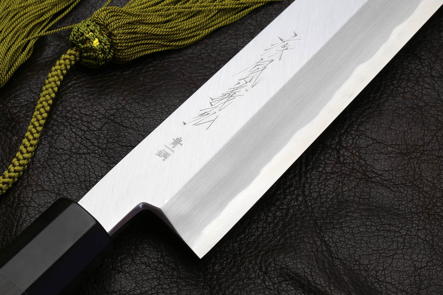 Yoshihiro Aonamiuchi Blue Steel #1 Kiritsuke Multipurpose Chef Knife with Ebony Handle - Image 3