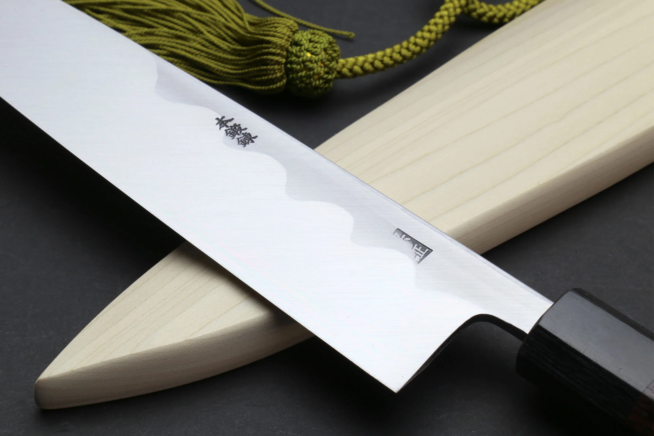 Yoshihiro Aonamiuchi Blue Steel #1 Mioroshi Filet Sushi Sashimi Japanese Chef Knife Ebony Handle - Image 6
