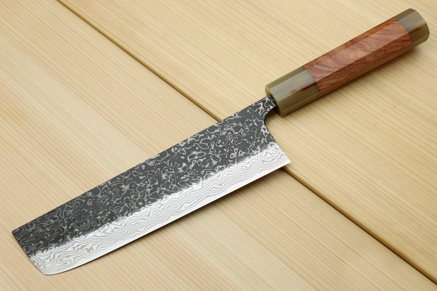 Yoshihiro Black-Forged High Performance SLD Damascus Steel Masashi Nakiri Vegetable knife Ironwood Handle - Image 3