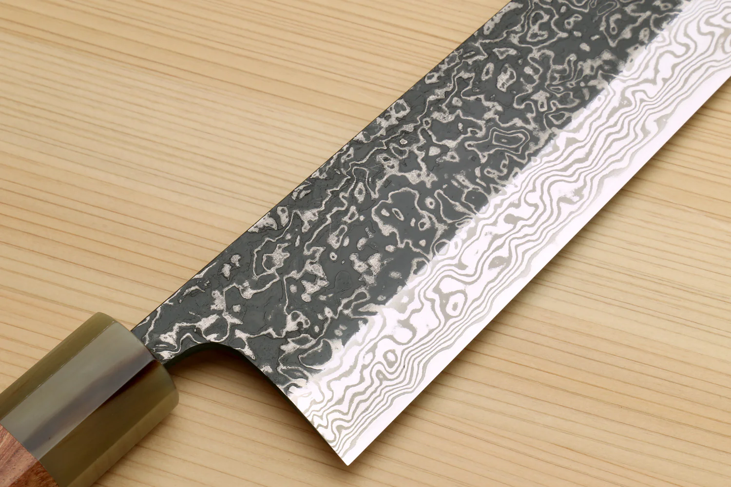 Yoshihiro Black-Forged High Performance SLD Damascus Steel Masashi Nakiri Vegetable knife Ironwood Handle - Image 4