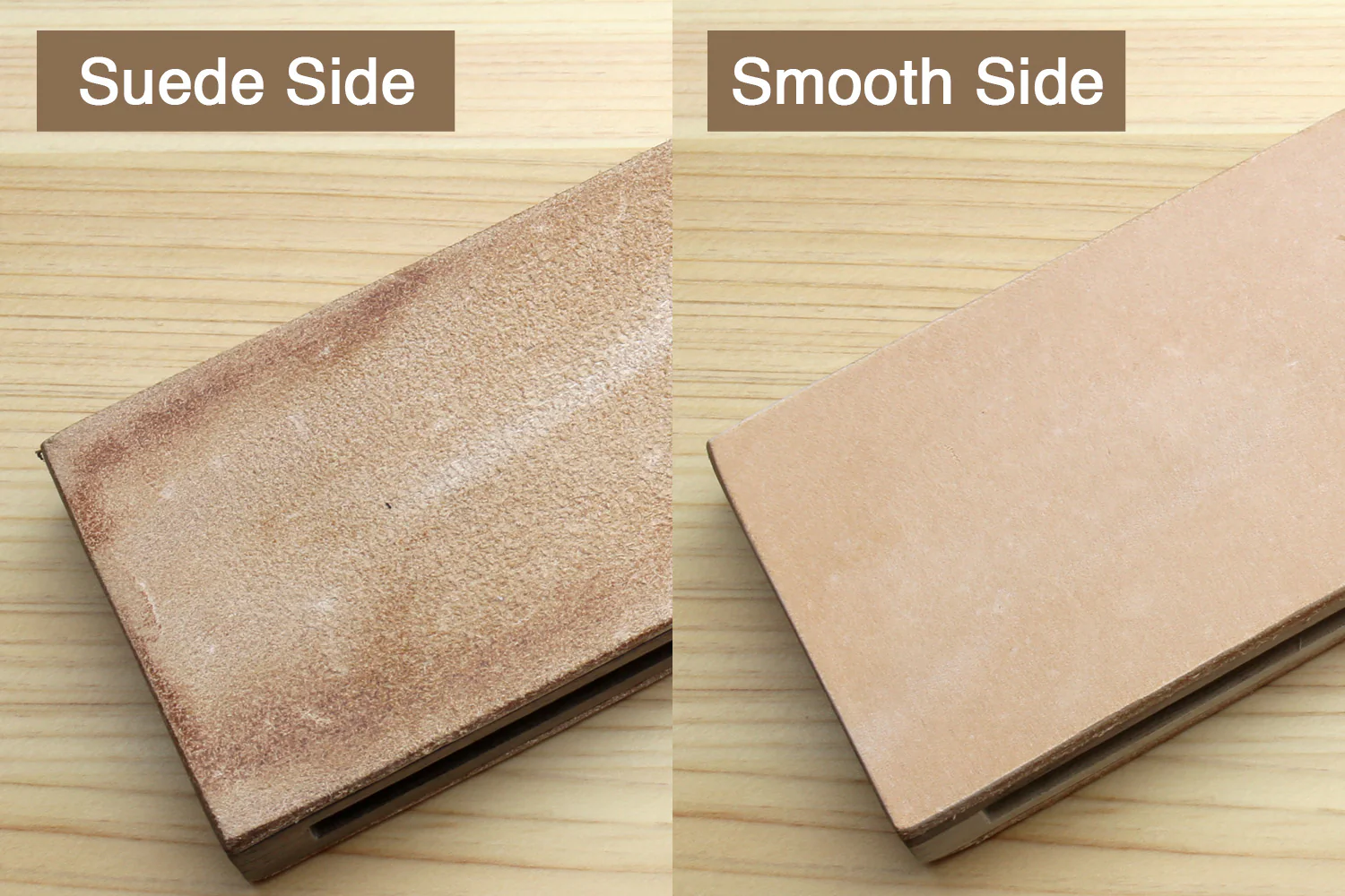 Yoshihiro Cutlery Two-Sided Leather Strop with Wooden Handle - Image 4