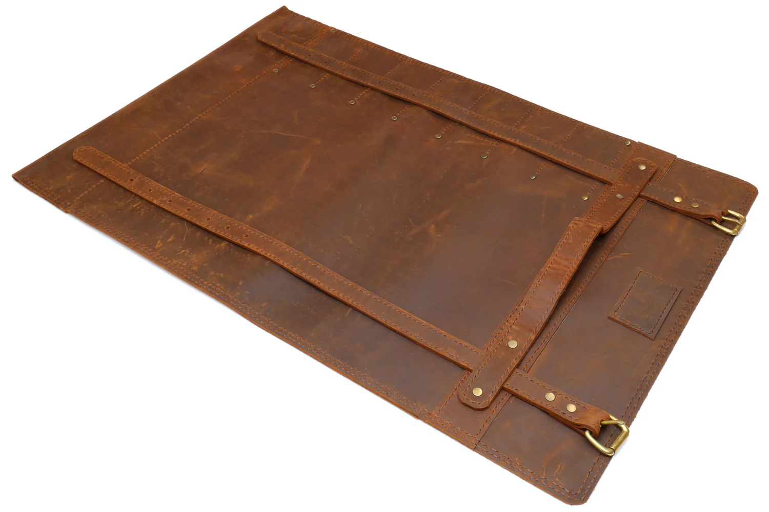 Yoshihiro Genuine Natural Leather Knife Culinary Roll Storage Bag Case Brown - Image 5