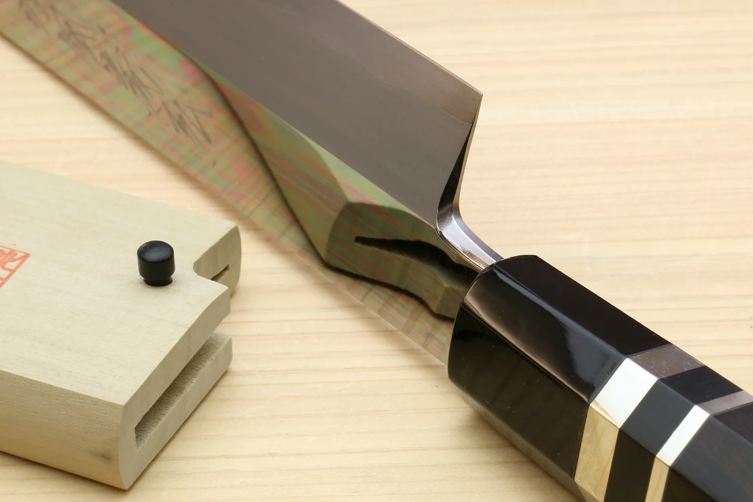 Yoshihiro Ginsan Mirror Polished Stain Resistant Steel Maguro Bocho Tuna Knife with Triple Silver Ring Ebony Handle (Yanagi-Kiritsuke Style) *Blade Length 17.7" - Image 3
