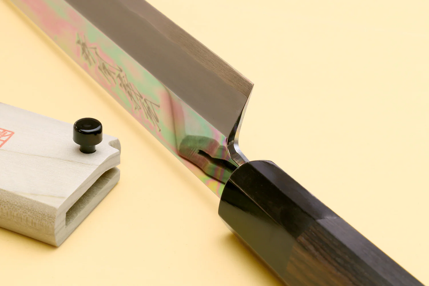 Yoshihiro Ginsan Mirror Polished Stain Resistant Steel Sakimaru Takobiki Sushi Sashimi Slicing Japanese Knife Ebony Handle - Image 4