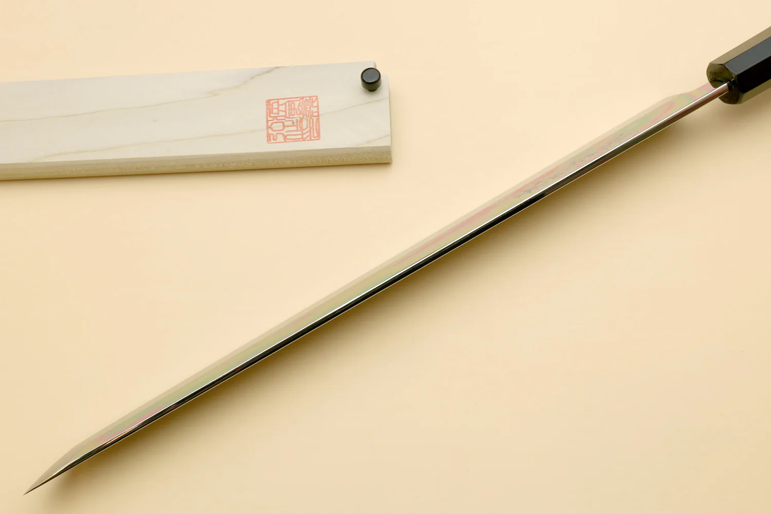 Yoshihiro Ginsan Mirror Polished Stain Resistant Steel Sakimaru Takobiki Sushi Sashimi Slicing Japanese Knife Ebony Handle - Image 7