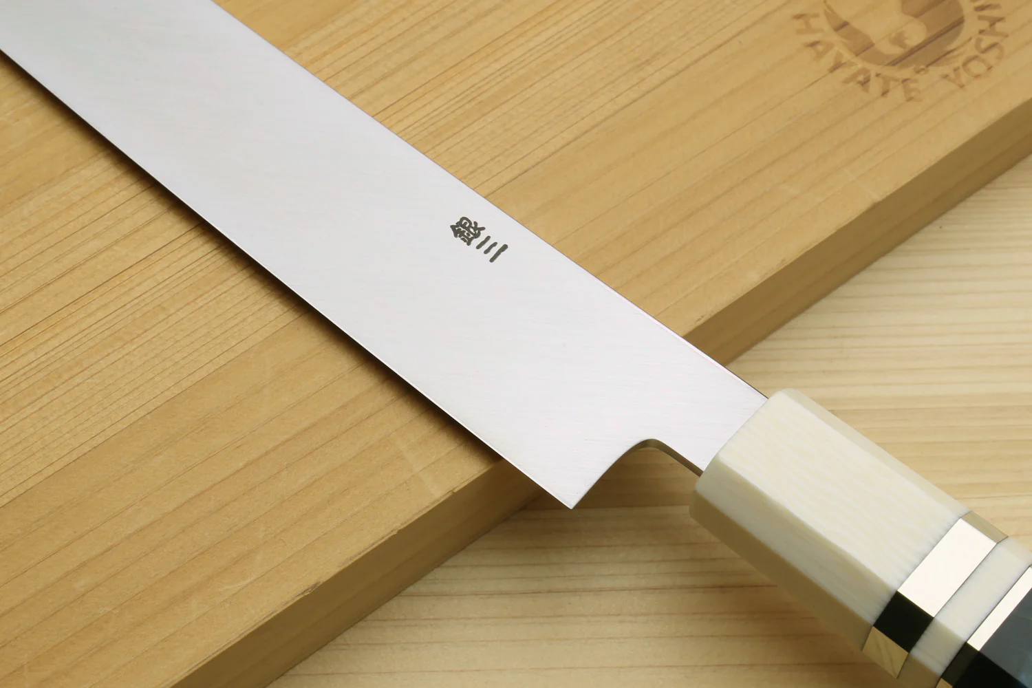 Yoshihiro Ginsan Mirror Polished Stain Resistant Steel Yanagi Kiritsuke Sushi Sashimi Japanese Knife Octagonal Handle with Alternative Ivory Bolster - Image 4
