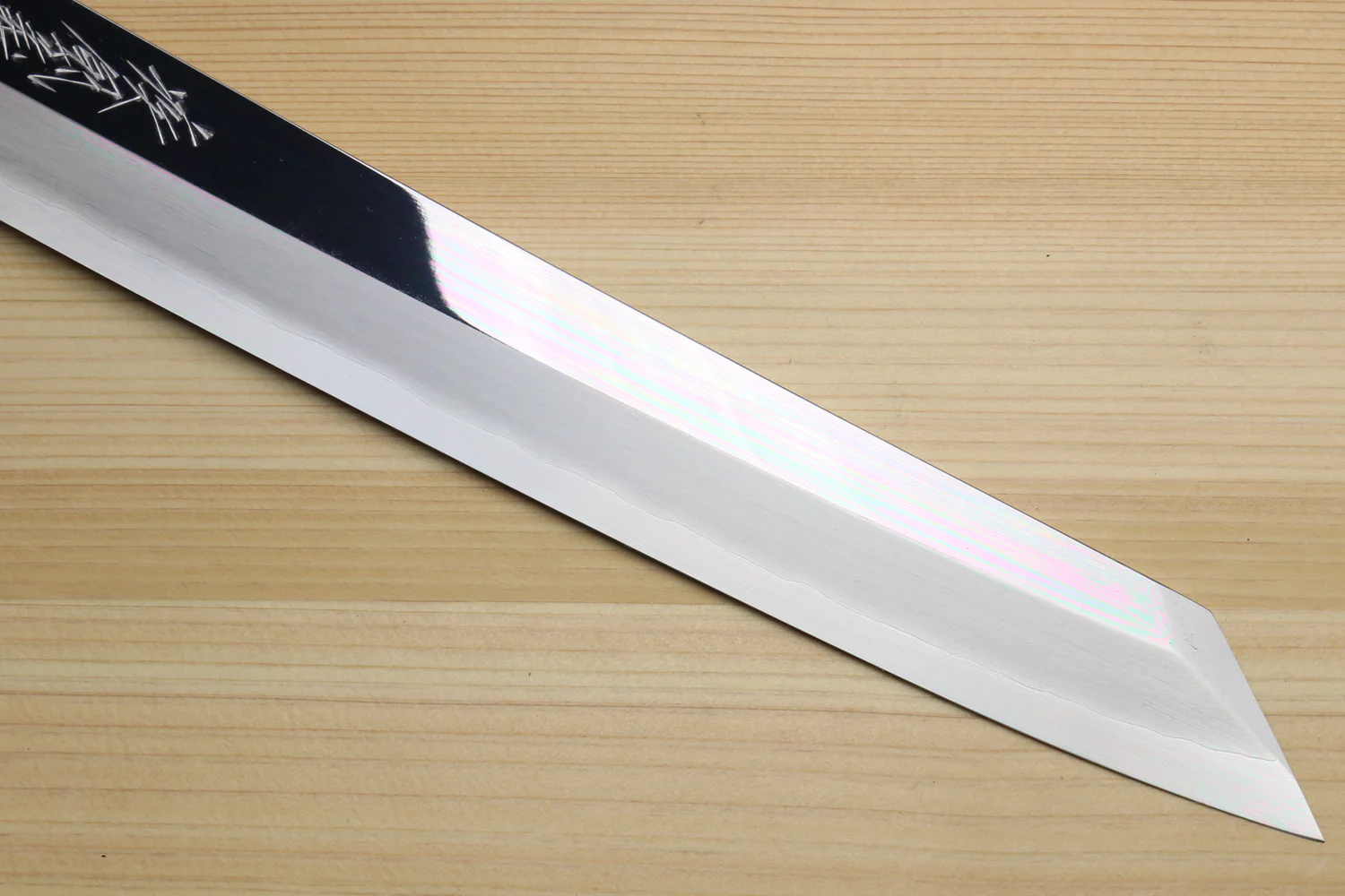 Yoshihiro Ginsan Mirror Polished Stain Resistant Steel Yanagi Kiritsuke Sushi Sashimi Japanese Knife Octagonal Handle with Alternative Ivory Bolster - Image 6