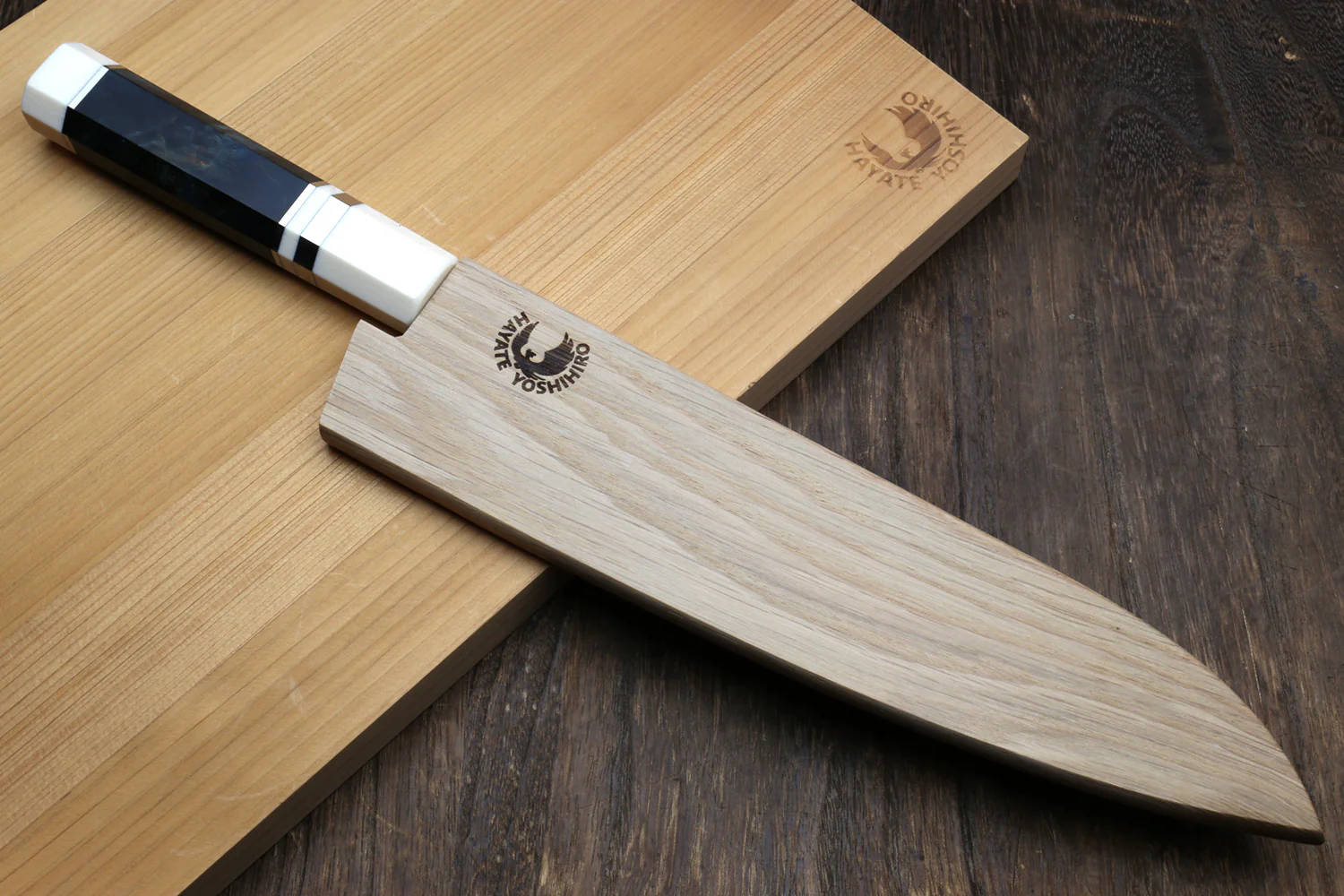 Yoshihiro Hammered SG2 (R-2) Powdered Stainless Steel Gyuto Chef Knife with Ocean Blue Stabilized Handle 225mm 8.5" - Image 6