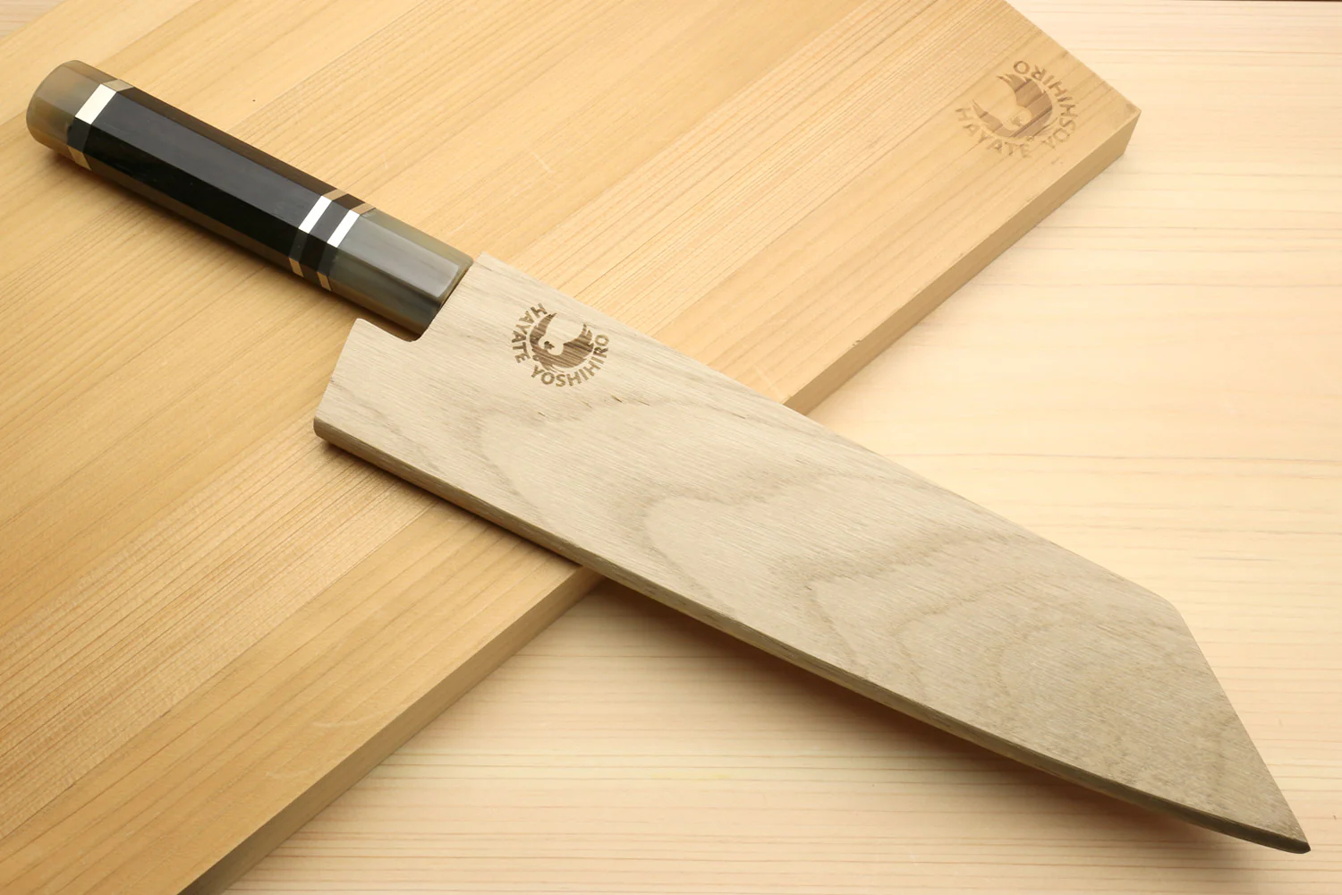 Yoshihiro HAP40 High Speed Stainless Steel Damascus Kiritsuke Multipurpose Chefs Knife, Octagonal Ebony Wood Handle with Triple Ring - Image 8