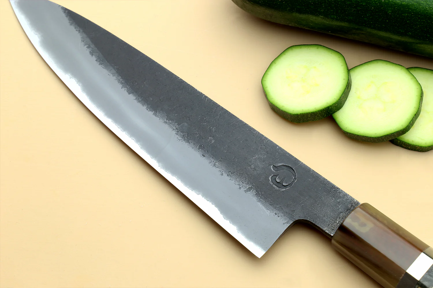 Hayate Hinoura Kurouchi Black-Forged Blue Steel Stainless Clad Petty Utility Knife - Image 4