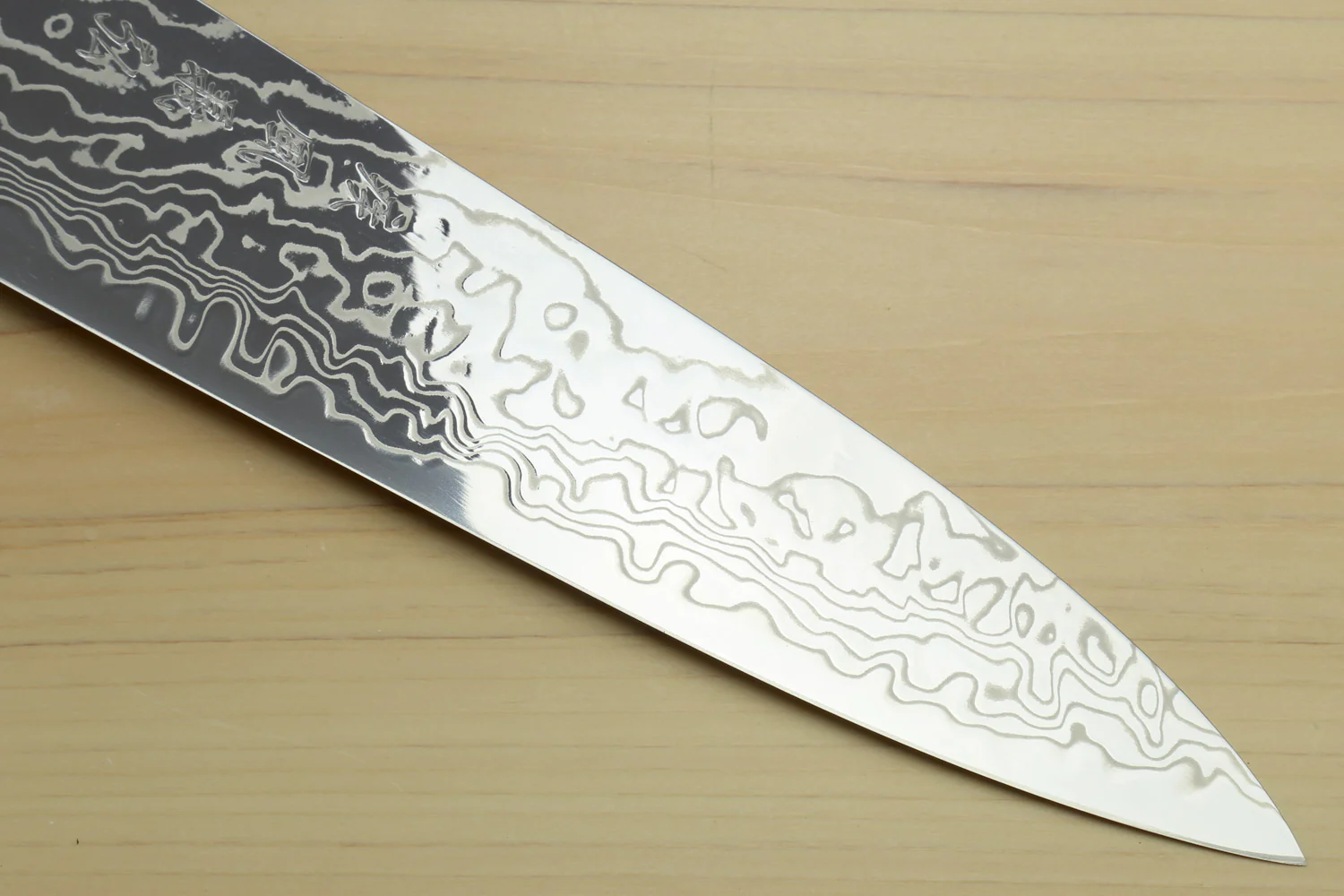 Yoshihiro Hayate ZDP-189 Super High Carbon Stainless Steel Damascus Gyuto Chef Knife Octagonal Ocean Blue Handle (Blade Length 210mm) - Image 6