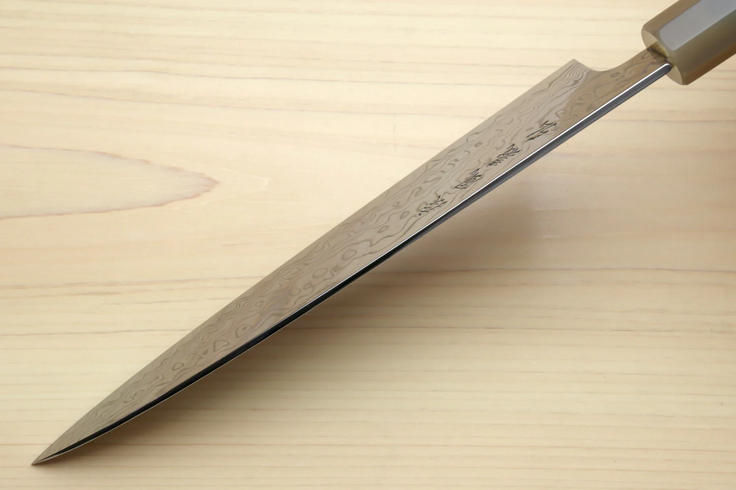 Yoshihiro Hayate ZDP-189 Super High Carbon Stainless Steel Damascus Gyuto Chef Knife Octagonal Ocean Blue Handle (Blade Length 210mm) - Image 7
