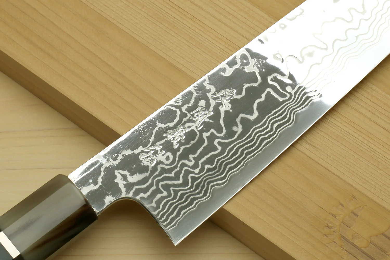 Yoshihiro Hayate ZDP-189 Super High Carbon Stainless Steel Damascus Kiritsuke Chef Knife Octagonal Ocean Blue Handle (Blade Length 210mm) - Image 3