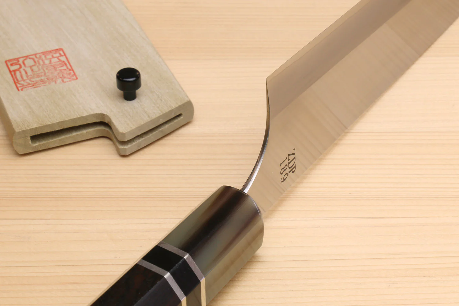 Yoshihiro Hayate ZDP-189 Super High Carbon Stainless Steel Gyuto Chefs Knife Premium Ebony Handle with Triple Ring Handle 210mm - Image 6