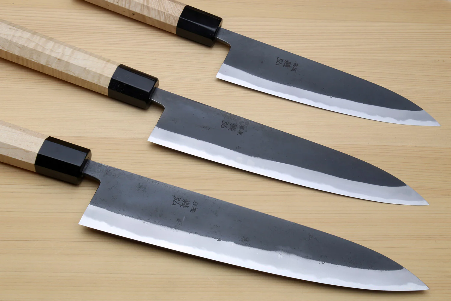 Yoshihiro High Carbon Blue Steel #2 Kurouchi Gyuto Japanese Multipurpose Knife with Kaede Handle - Image 9