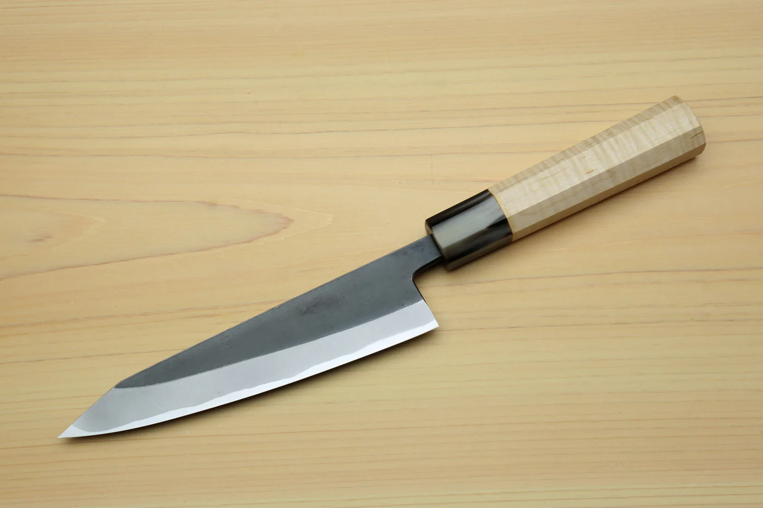 Yoshihiro High Carbon Blue Steel #2 Kurouchi Petty-Kiritsuke Utility Knife with Kaede Handle - Image 3