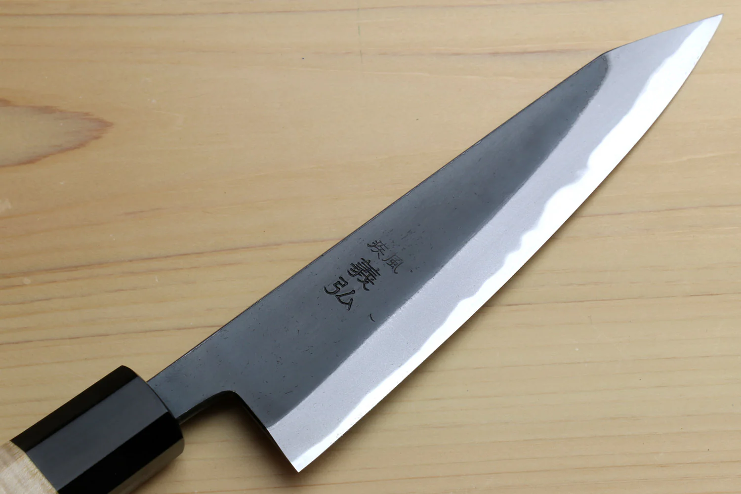 Yoshihiro High Carbon Blue Steel #2 Kurouchi Petty-Kiritsuke Utility Knife with Kaede Handle - Image 4