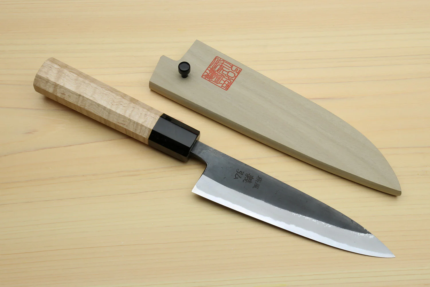 Yoshihiro High Carbon Blue Steel #2 Kurouchi Petty Utility Knife with Kaede Handle