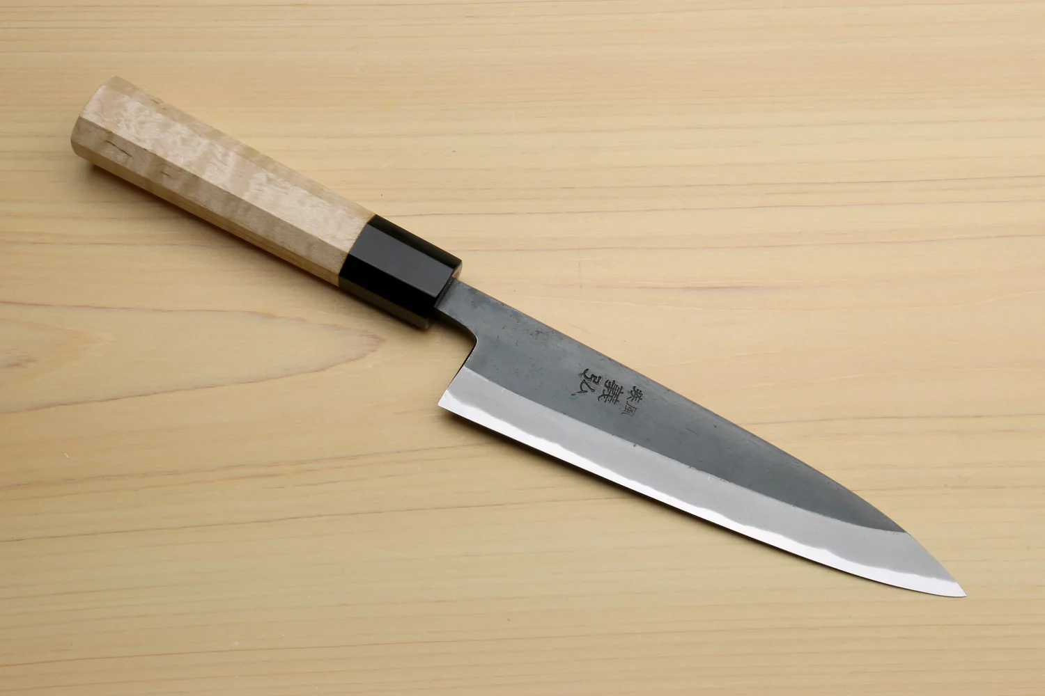 Yoshihiro High Carbon Blue Steel #2 Kurouchi Petty Utility Knife with Kaede Handle - Image 10
