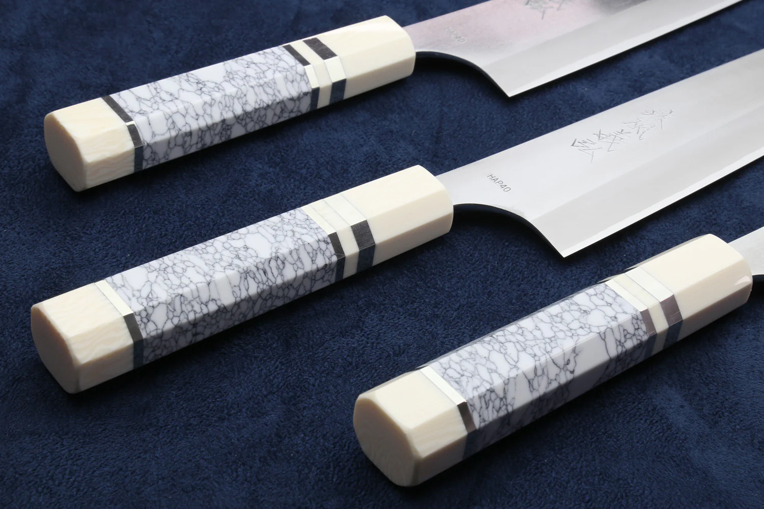 Yoshihiro High Speed Steel HAP40 Gyuto Chefs Knife with Alternative Ivory Bolster (8.25" (210mm)) - Image 6