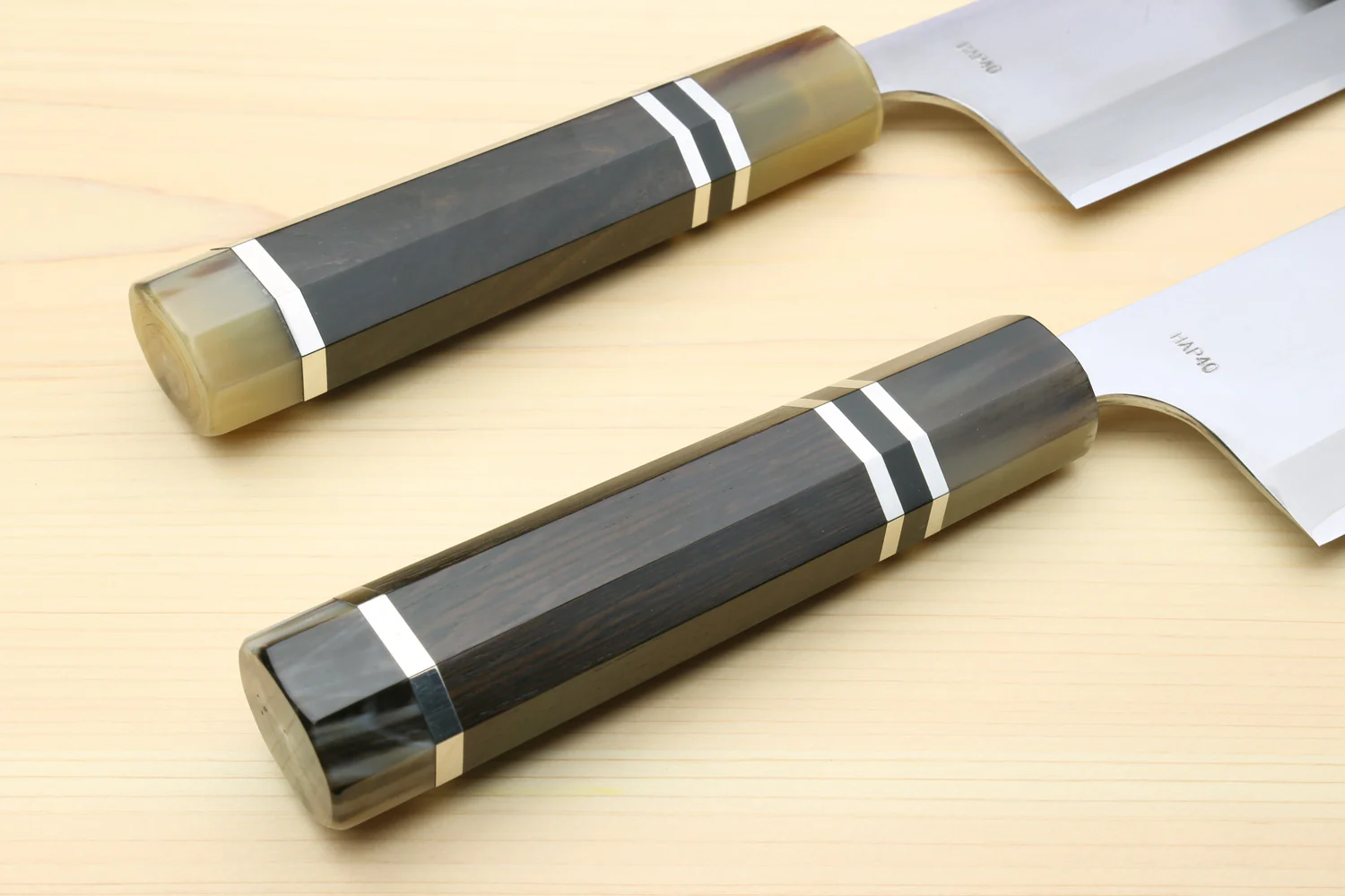 Yoshihiro High Speed Steel HAP40 Nakiri Vegetable Chefs Knife, Octagonal Ebony Wood Handle with Triple Ring - Image 7