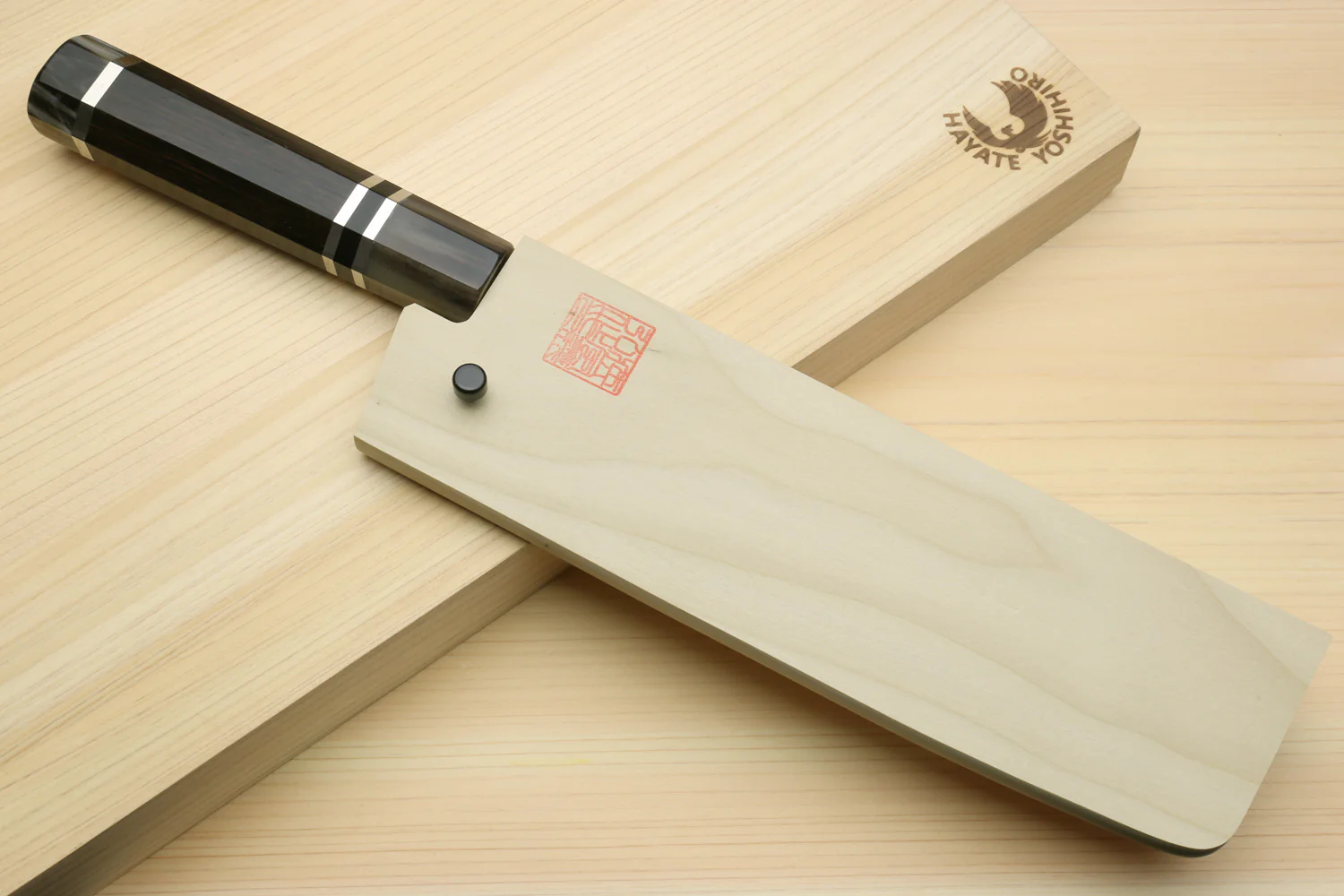 Yoshihiro High Speed Steel HAP40 Nakiri Vegetable Chefs Knife, Octagonal Ebony Wood Handle with Triple Ring - Image 8
