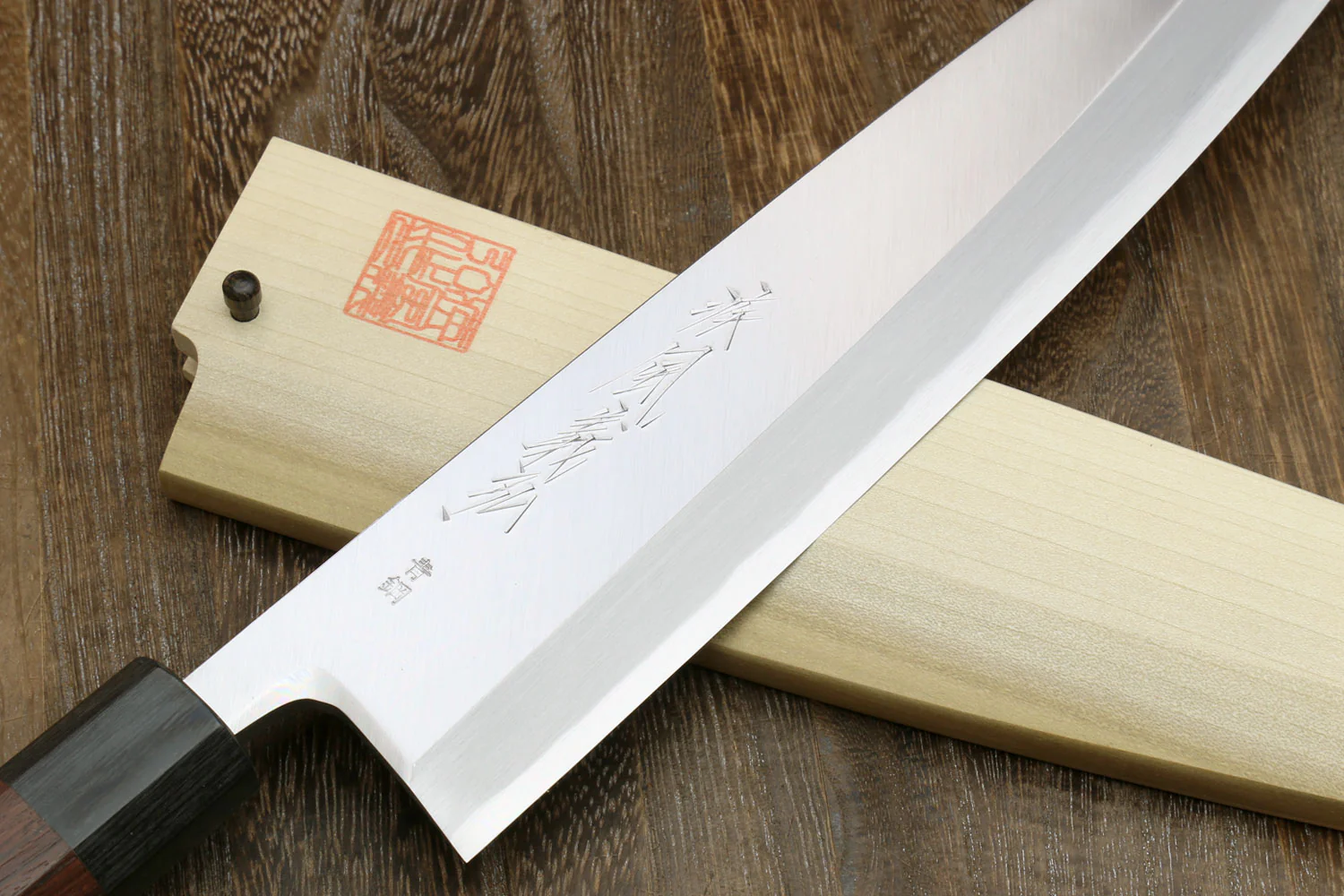 Yoshihiro Hongasumi Blue Steel Mioroshi Filet Sushi Sashimi Japanese Chef Knife with Rosewood Handle - Image 3