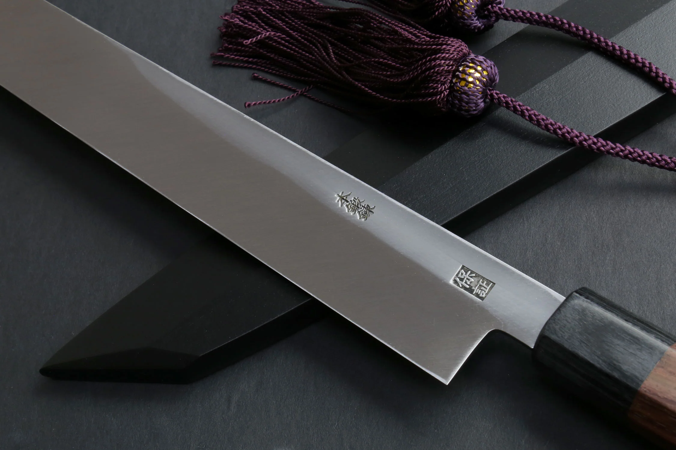 Yoshihiro Hongasumi Blue Steel Yanagi-Kiritsuke Sushi Sashimi Japanese Knife Rosewood Handle with Nuri Saya Cover - Image 5
