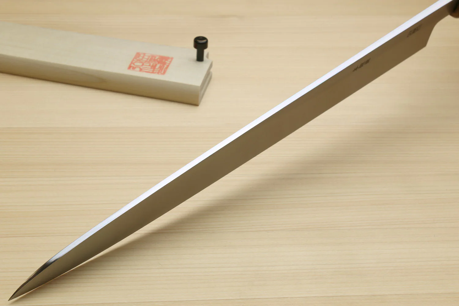 Yoshihiro Hongasumi Blue Steel Yanagi Sushi Sashimi Japanese Knife Ebony Handle - Image 6