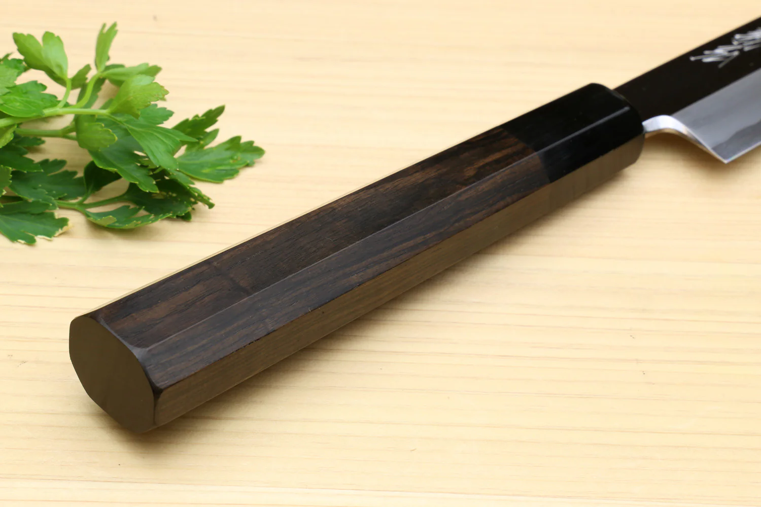 Yoshihiro Hongasumi Ginsan Mirror Polished High Carbon Stain Resistant Steel Yanagi Sashimi Knife Ebony Handle - Image 8