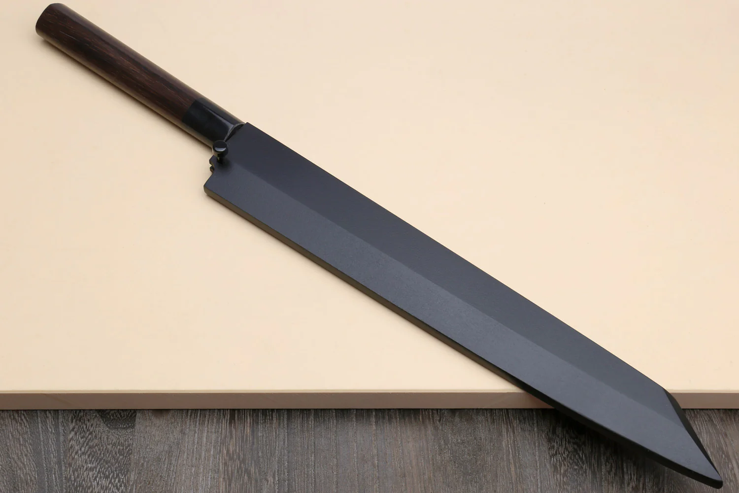 Yoshihiro Hongasumi White Steel Yanagi-Kiritsuke Sushi Sashimi Japanese Knife Rosewood Handle with Nuri Saya Cover - Image 6