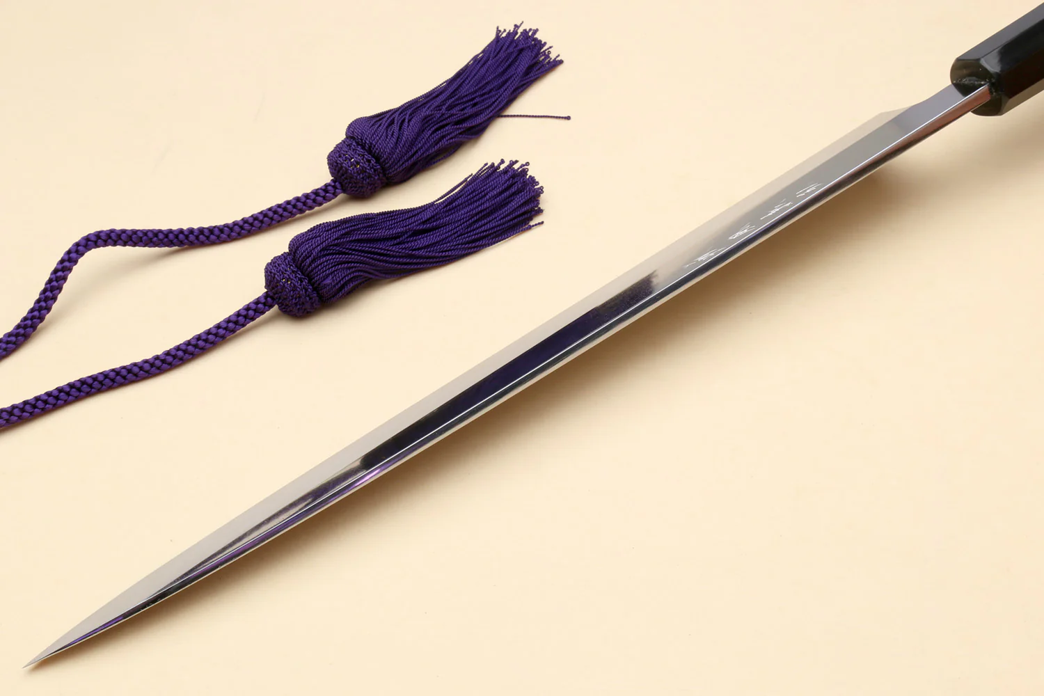 Yoshihiro Honyaki Aoko Blue Steel Mirror Finished Yanagi Sushi Sashimi Japanese knife with Ebony Handle - Image 6