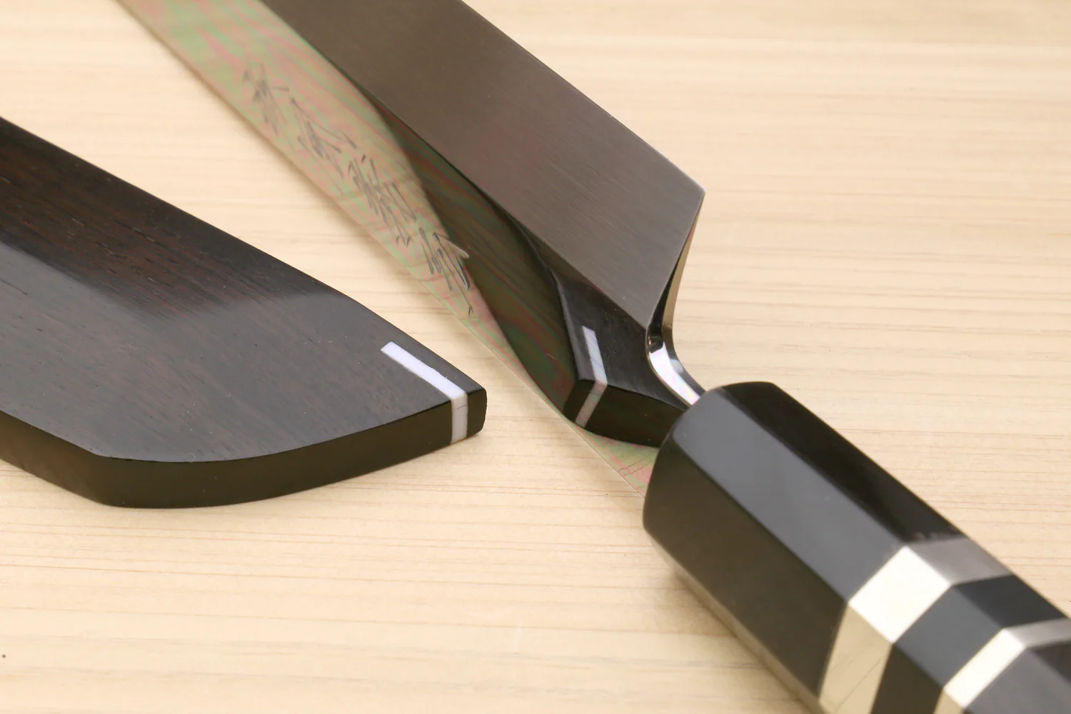 Yoshihiro Honyaki White Steel Mirror Finished Namiukashi Sakimaru Takobiki Sushi Sashimi Japanese Knife with Triple Nickel Silver Ring Ebony Handle and Premium Ebony Saya - Image 4