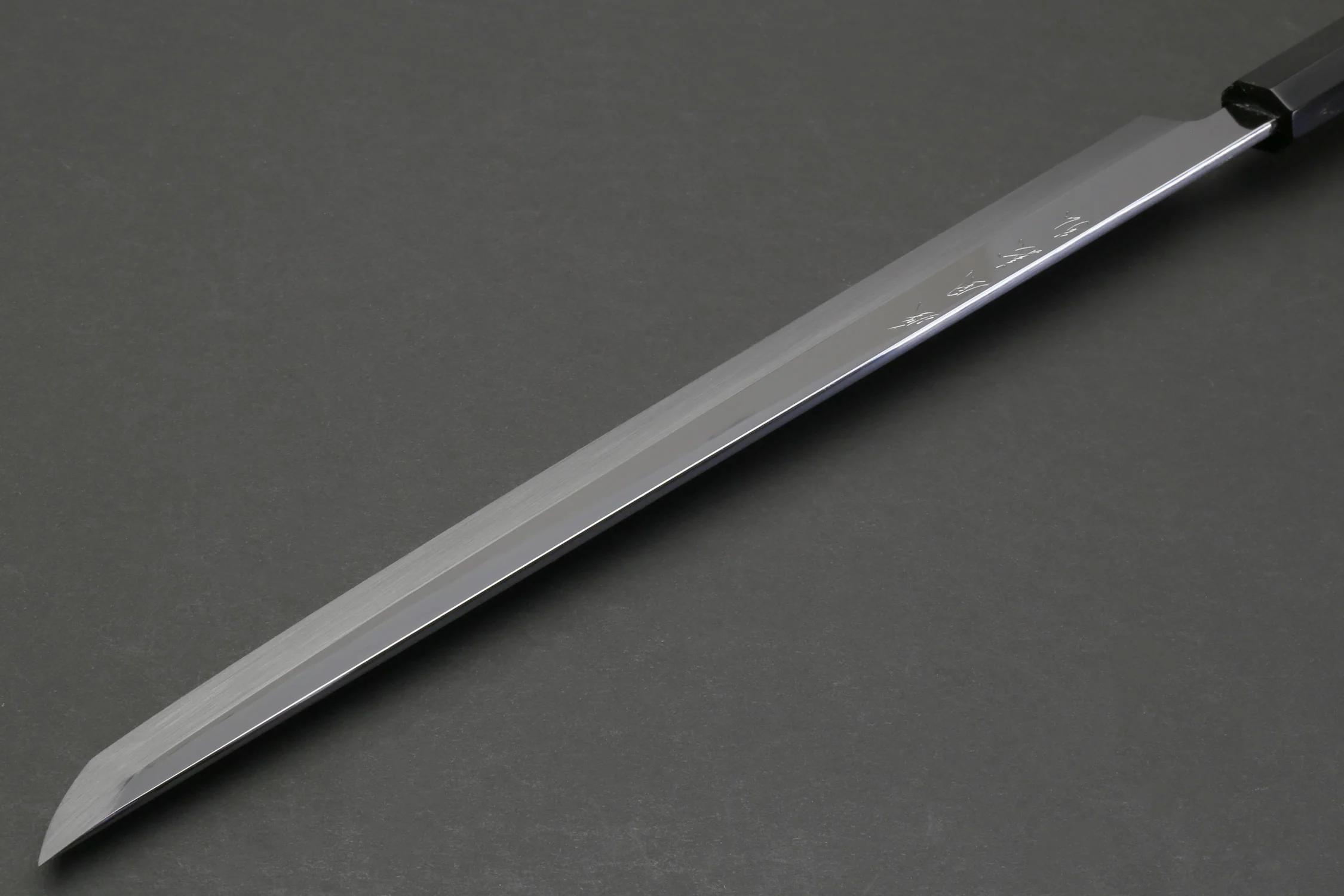 Yoshihiro Honyaki White Steel Sakimaru Takobiki Mirror Finished Sushi Sashimi Slicing Japanese Chef Knife Ebony Handle - Image 7