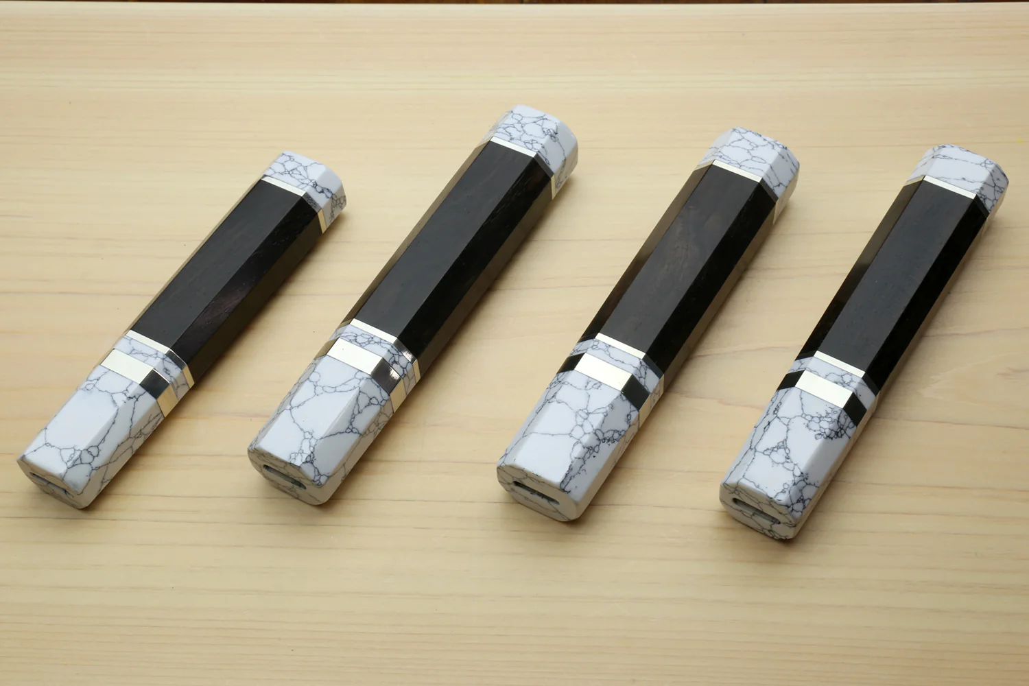 Yoshihiro Ebony Handle with Howlite White Bolster for Kiritsuke Chef Knife - Image 3
