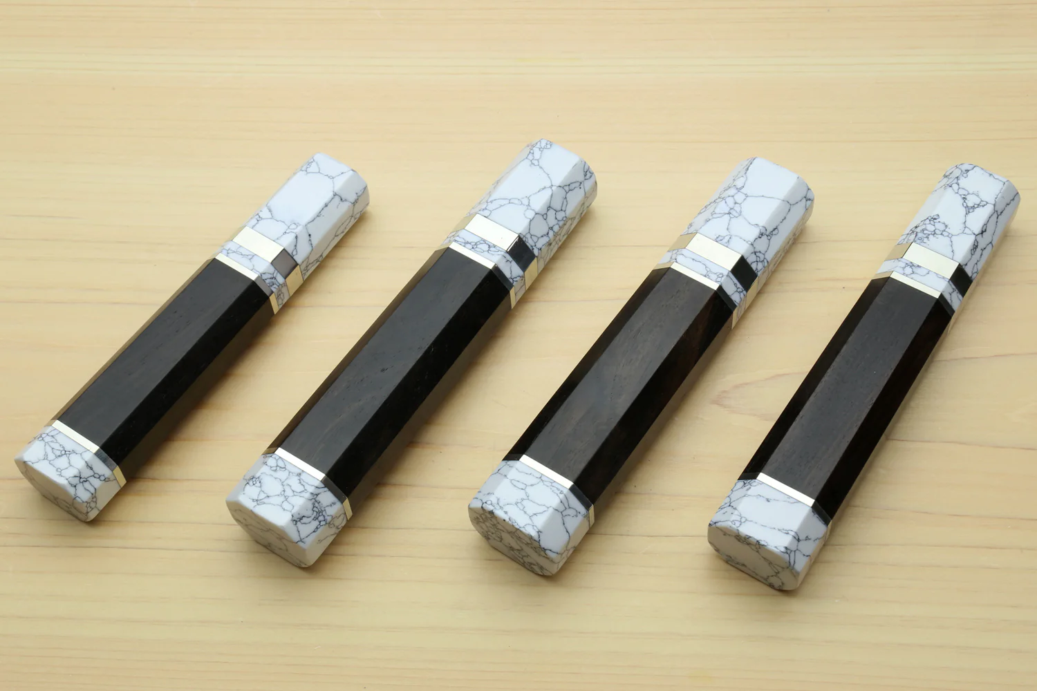 Yoshihiro Ebony Handle with Howlite White Bolster for Kiritsuke Chef Knife - Image 4