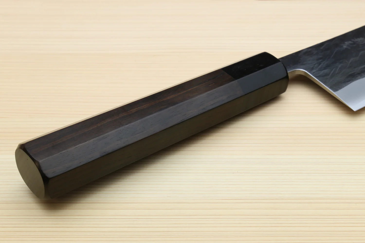 Yoshihiro Kurouchi Black-Forged Blue Steel Stainless Clad Kiritsuke Multipurpose Chef Knife (Ebony Handle) - Image 8