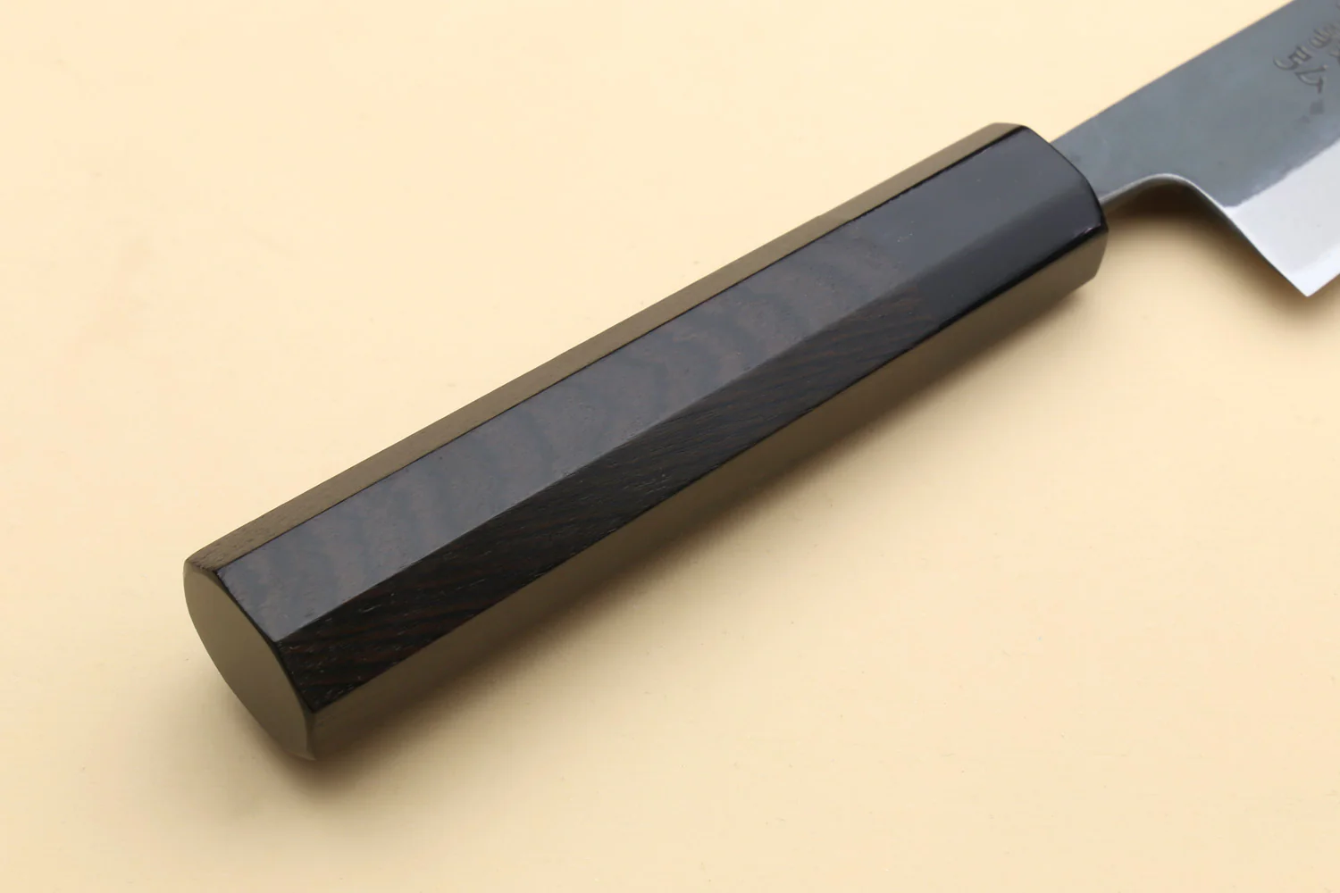 Yoshihiro Kurouchi Black-Forged Blue Steel Stainless Clad Petty-Kiritsuke Knife Ebony wood Handle - Image 3