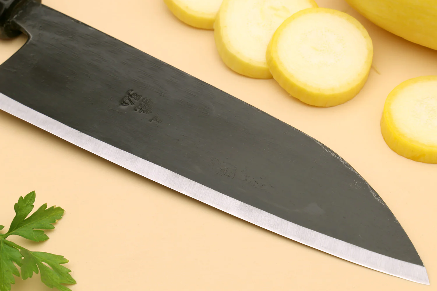 Yoshihiro Kurouchi High Carbon White Steel #2 Santoku Japanese Multipurpose Chef Knife with Camphor Handle - Image 3