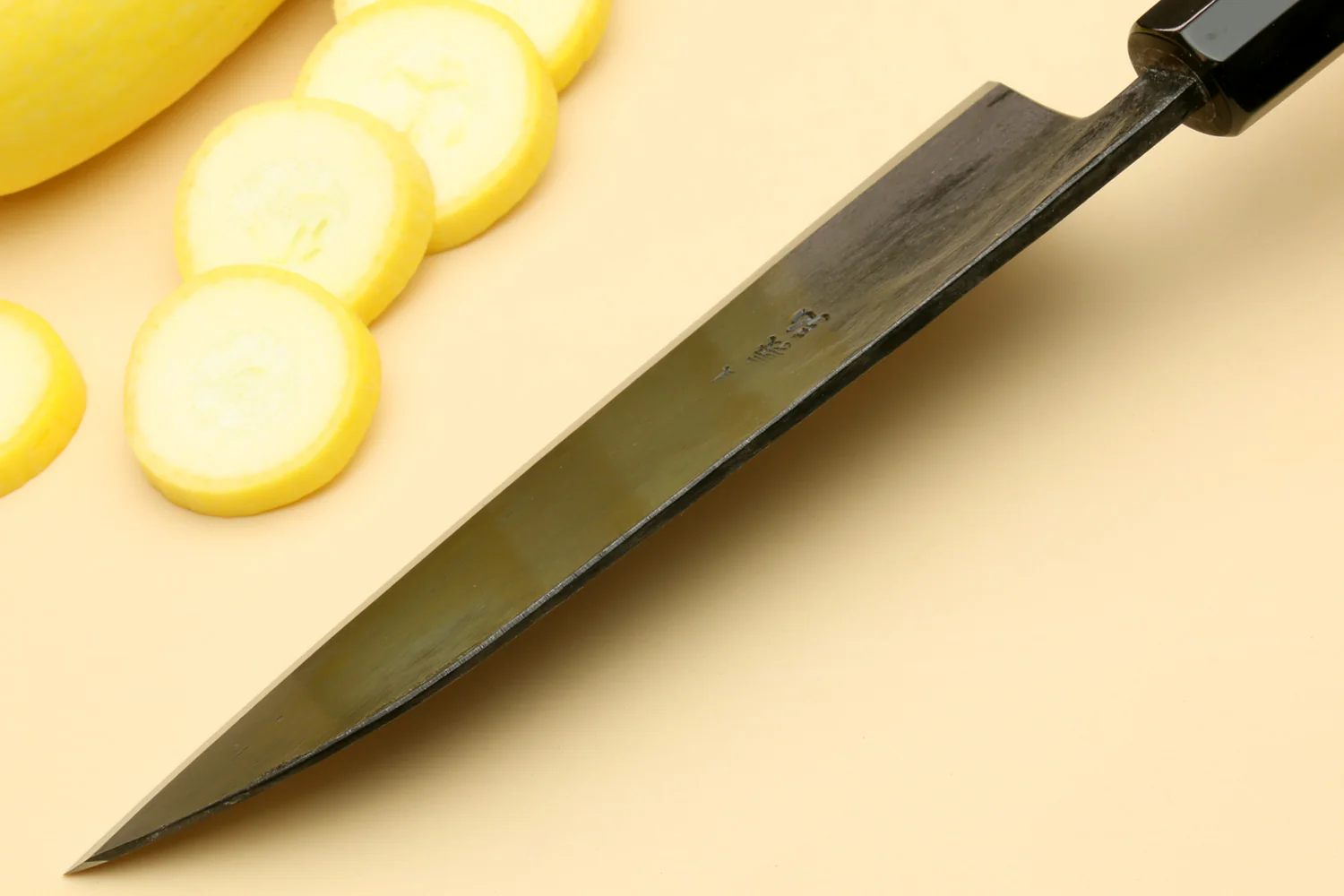 Yoshihiro Kurouchi High Carbon White Steel #2 Santoku Japanese Multipurpose Chef Knife with Camphor Handle - Image 4
