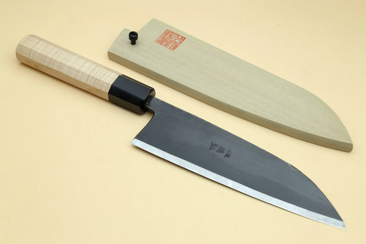 Yoshihiro Kurouchi High Carbon White Steel #2 Santoku Japanese Multipurpose Chef Knife with Camphor Handle - Image 7