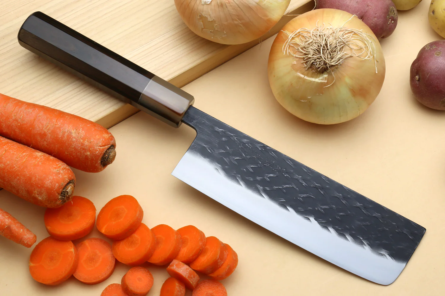 Yoshihiro Kurouchi Stainless Clad Nashiji High Performance SLD Nakiri & Petty 2pc Knife Set - Image 4